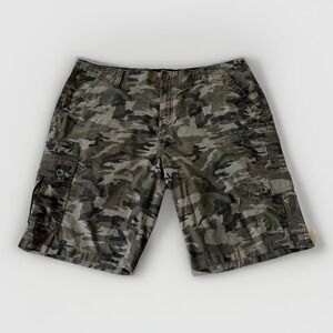 Ironflex Men's Green Camo Cargo Shorts Size 40 YKK Zip Elastic Waist